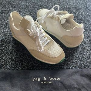 Rag & Bone White Dylan Mesh Suede Athletic Sneakers Shoes